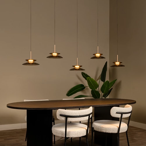 Lucide SANTIAGO - Pendant light - LED Dim. - CCT - 5x10W 2700K/4000K - Amber | Premium - atmosphere 1